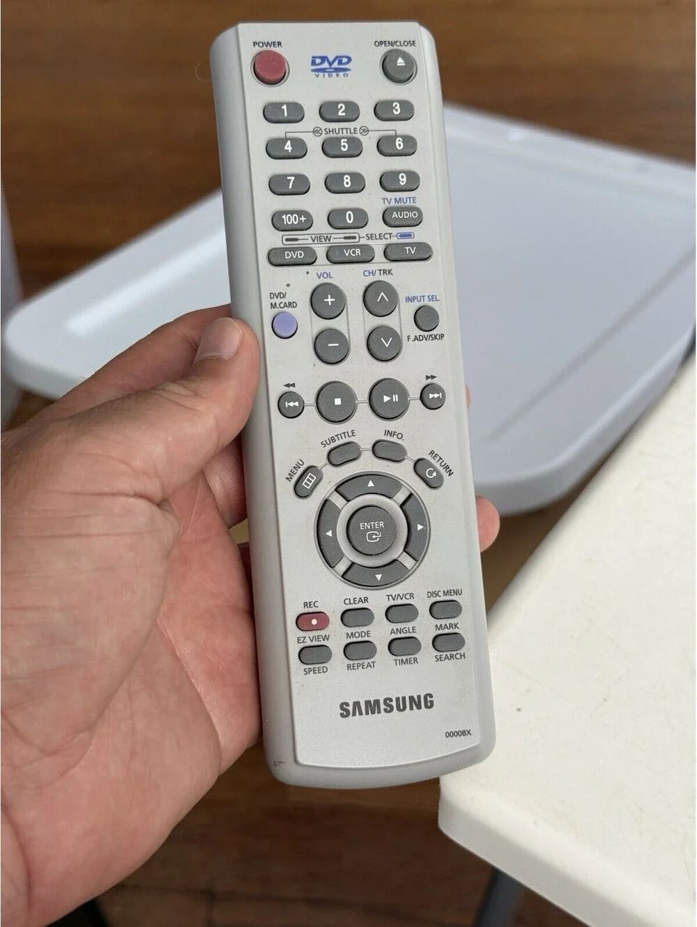 Samsung DVD VHS Remote 00008X Grey Tested
